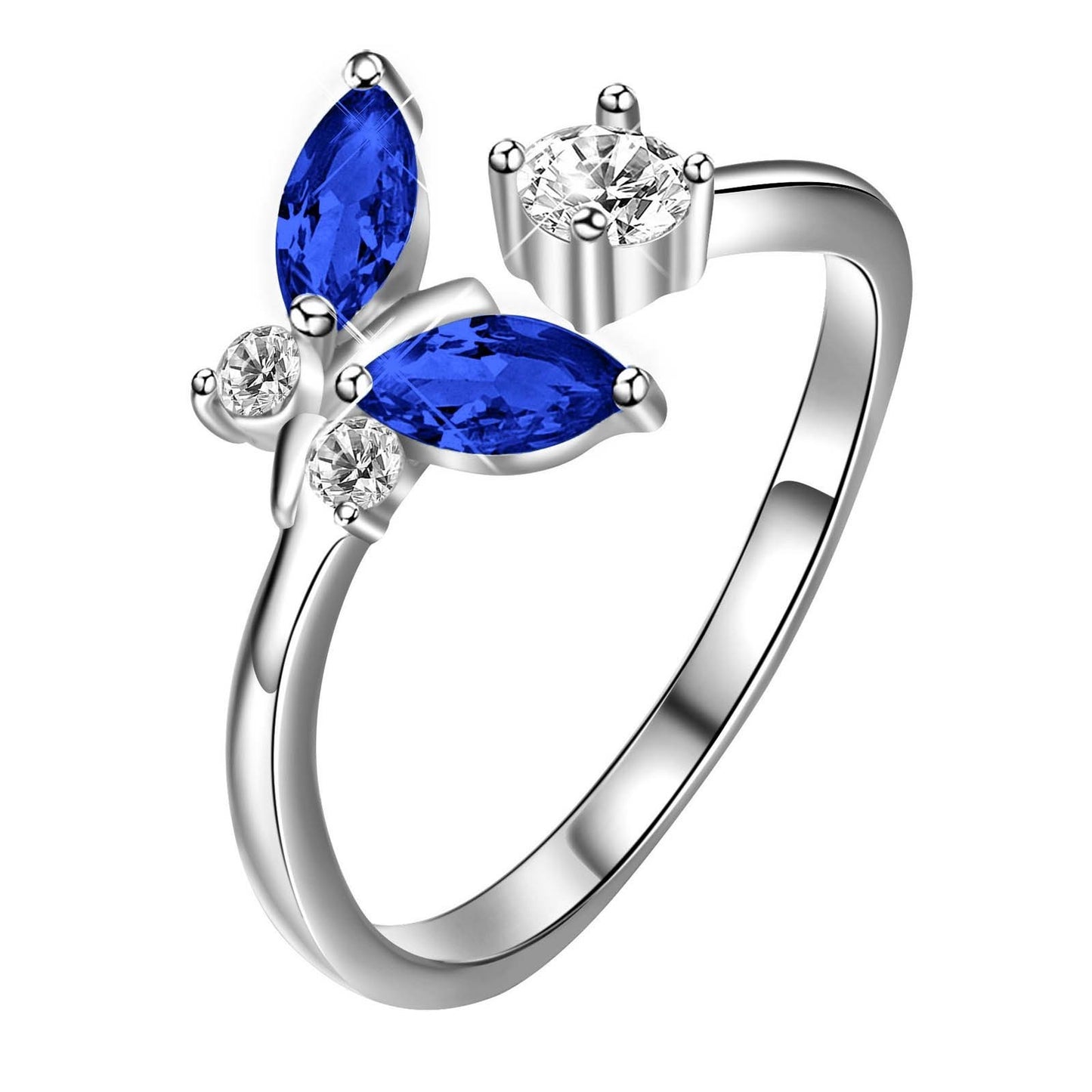 TRENDZ Ring with Sapphire Blue Crystal