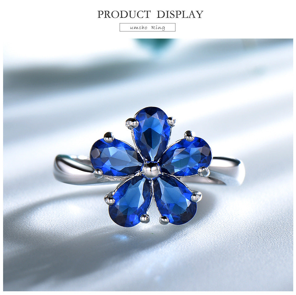 TRENDZ Flowers Sapphire Ring