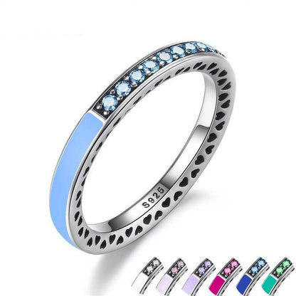 TRENDZ 925 Sterling Silver Radiant Hearts Enamel Rings