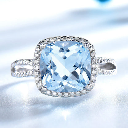 TRENDZ Fashion Blue Topaz Ring