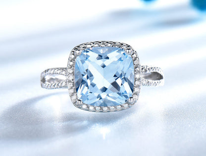 TRENDZ Fashion Blue Topaz Ring