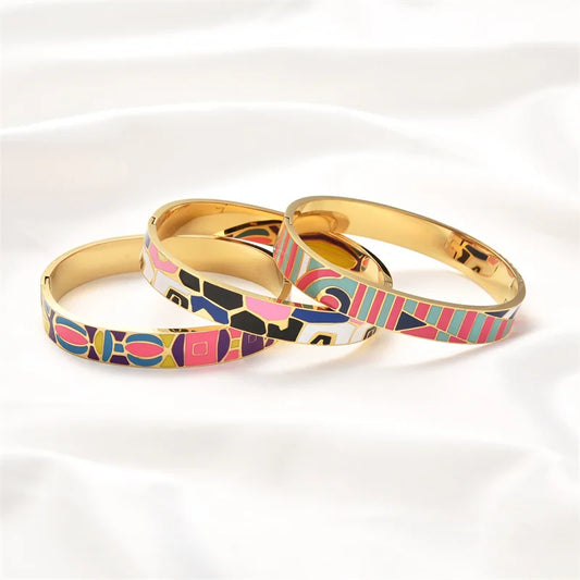 TRENDZ Stainless Steel Colorful Enamel  Open Bangle