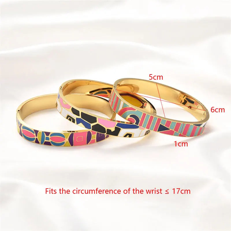 TRENDZ Stainless Steel Colorful Enamel  Open Bangle