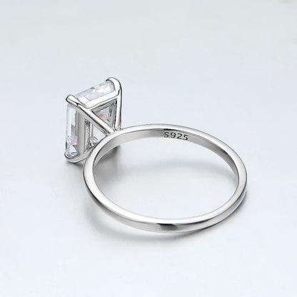 TRENDZ 4ct Moissanite Ring S925 Sterling Sliver 18k White Gold Plated Ring