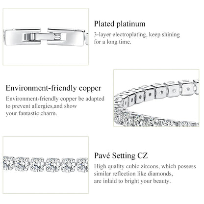 TRENDZ Authentic Plated Platinum 5 Colors Tennis Bracelet