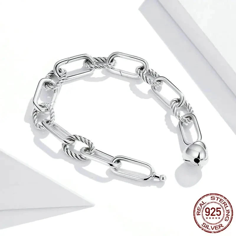 TRENDZ 925 Sterling Silver Paper Clip Bracelet