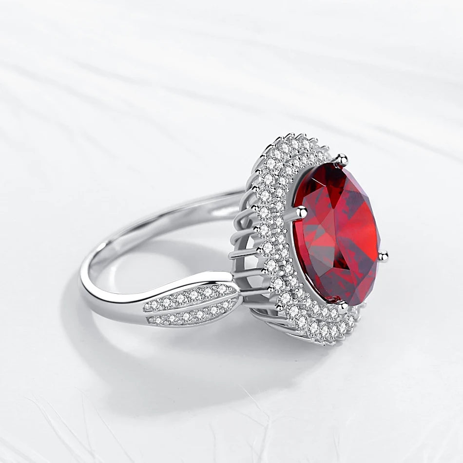 TRENDZ 925 Sterling Silver Red Garnet Ring