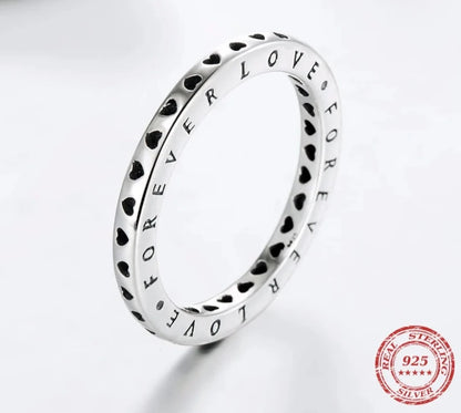 TRENDZ 925 Sterling Silver Hearts Ring