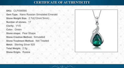 TRENDZ 2.7ct Emerald Pendant Necklace