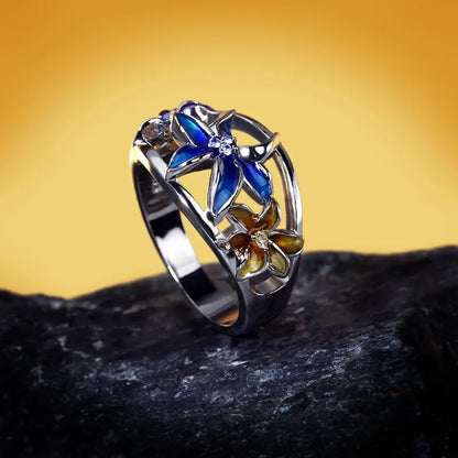 TRENDZ Enamel Zircon Ring