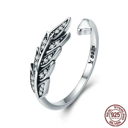 TRENDZ 925 Sterling Silver Feather Wings Ring