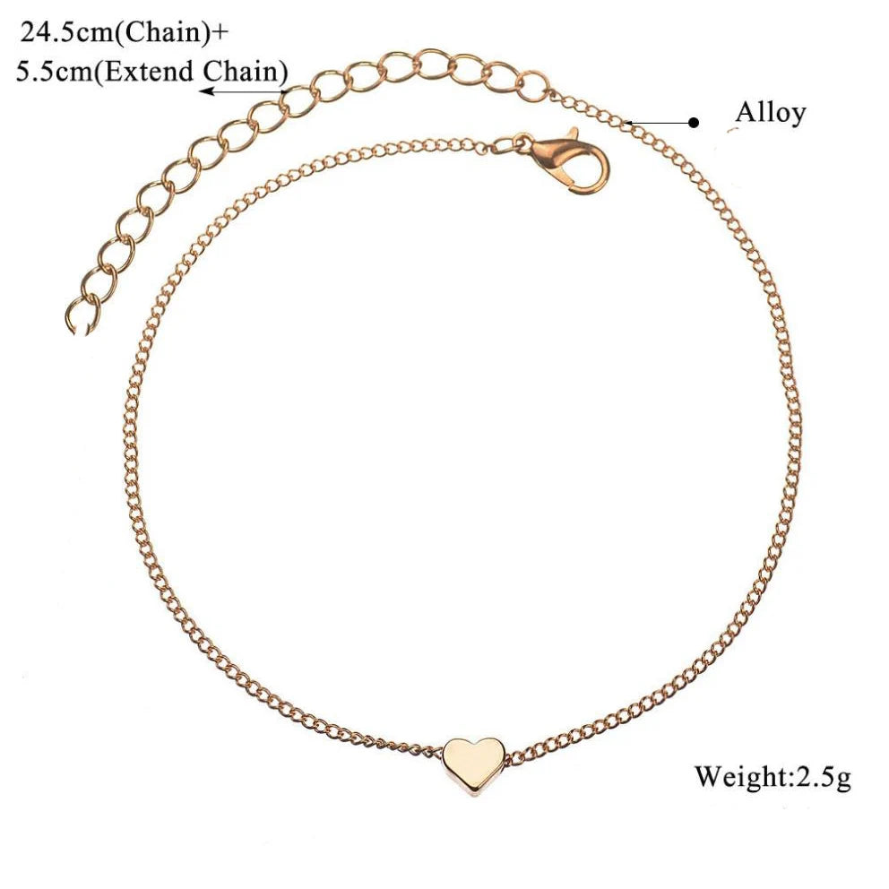 TRENDZ Simple Style Heart Gold and Silver Color Plated Anklet