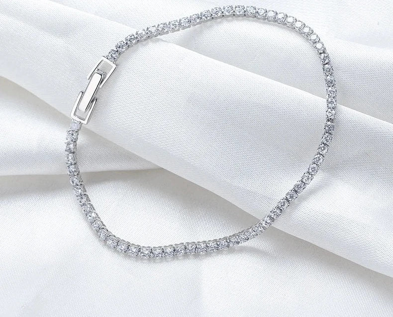 TRENDZ Luxury Real 925 Sterling Silver Tennis Bracelet