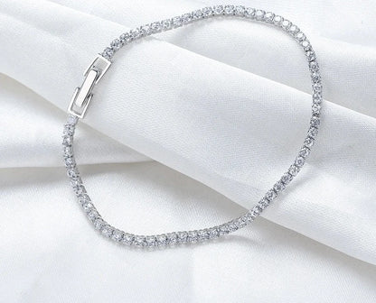 TRENDZ Luxury Real 925 Sterling Silver Tennis Bracelet