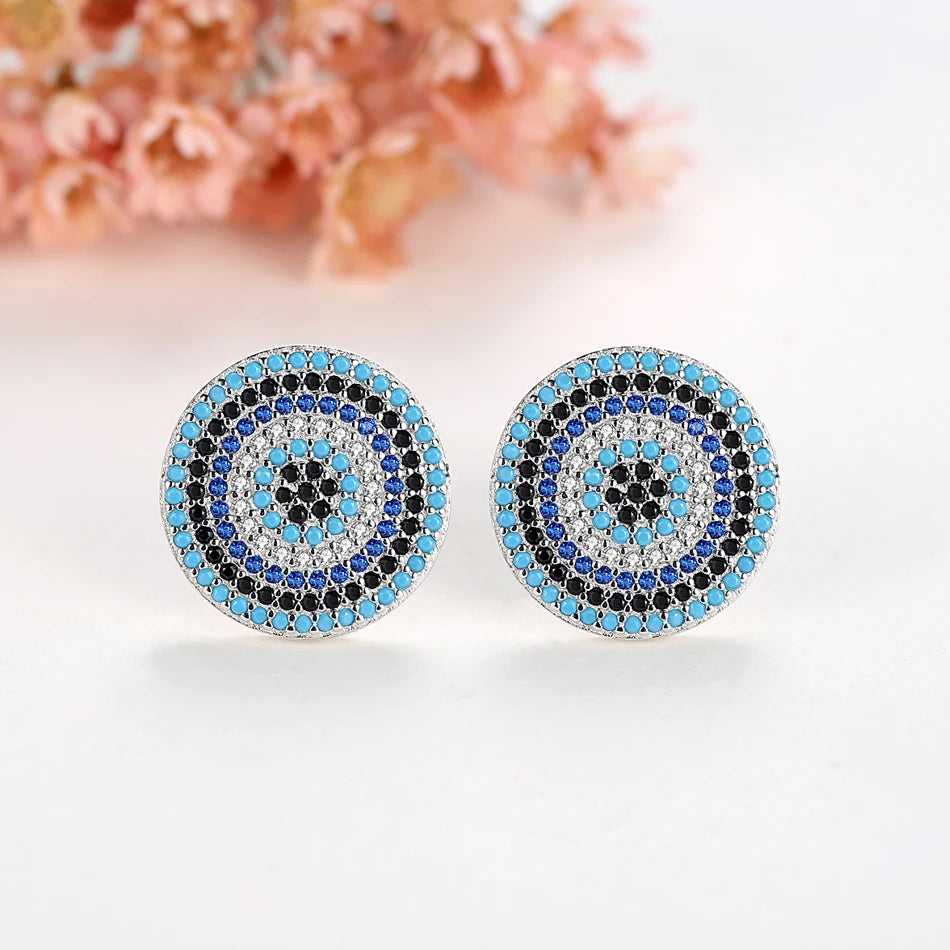 TRENDZ 925 Sterling Silver Lucky Eye Earrings