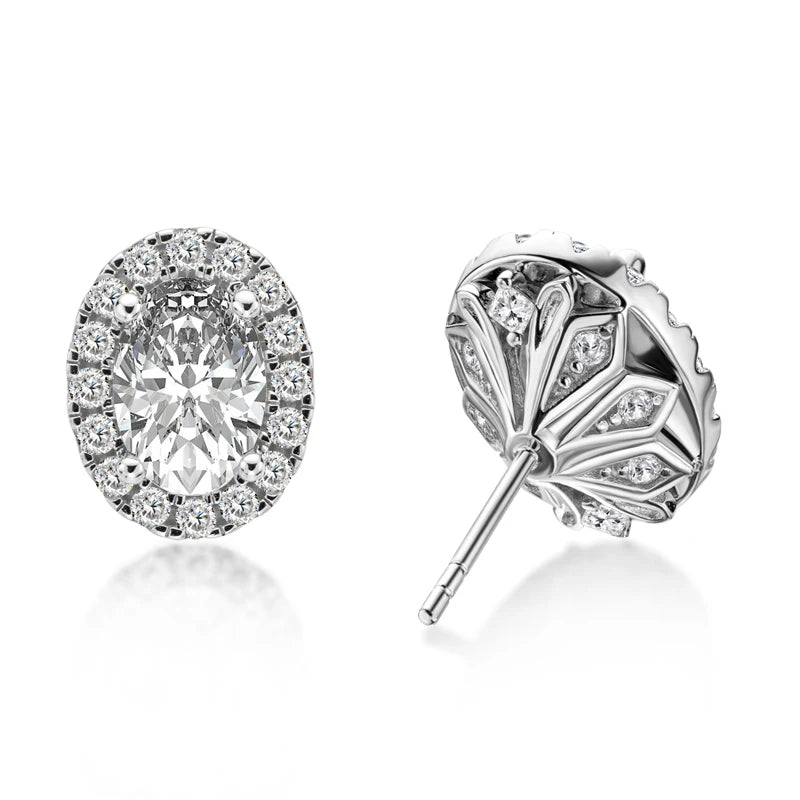 TRENDZ Moissanite 3 Ct White Gold Plated Earrings