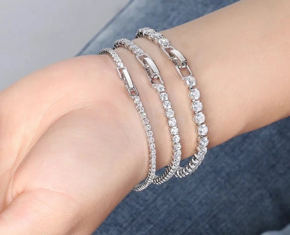 TRENDZ Luxury Real 925 Sterling Silver Tennis Bracelet