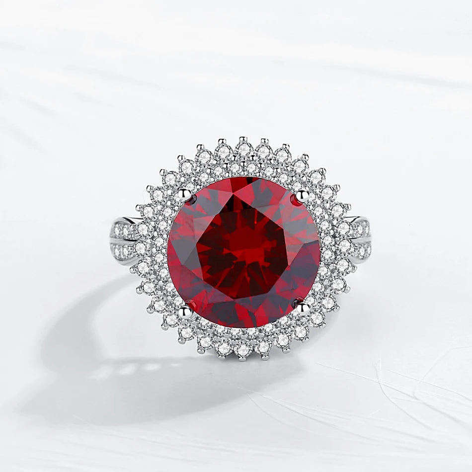 TRENDZ 925 Sterling Silver Red Garnet Ring