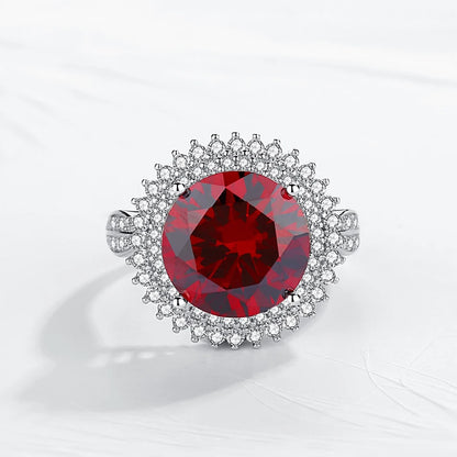 TRENDZ 925 Sterling Silver Red Garnet Ring