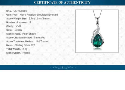 TRENDZ 2.7ct Emerald Pendant Necklace