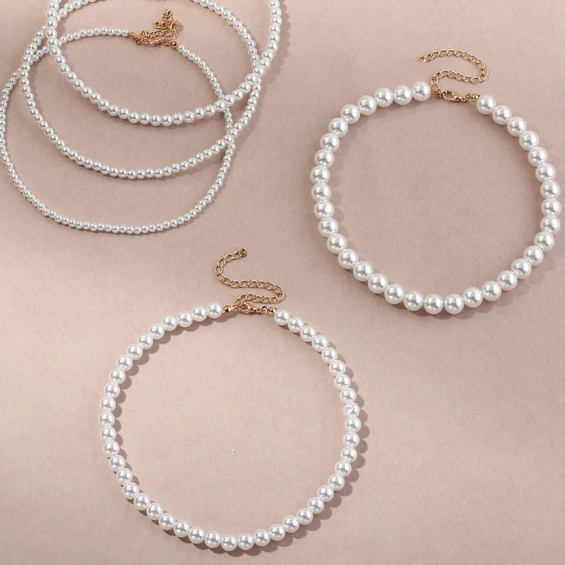 TRENDZ Vintage Style Simple 6MM Pearl Chain