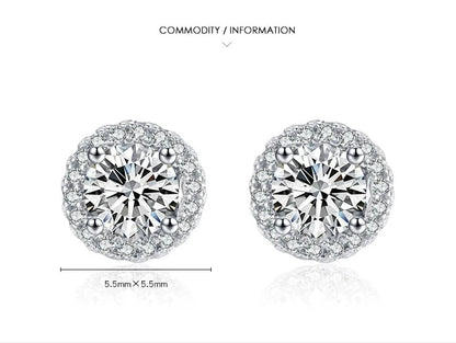 TRENDZ 925 Sterling Silver Zirconia Stud Earrings