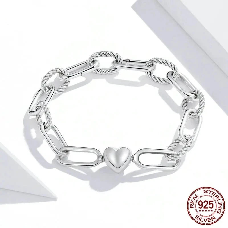 TRENDZ 925 Sterling Silver Paper Clip Bracelet