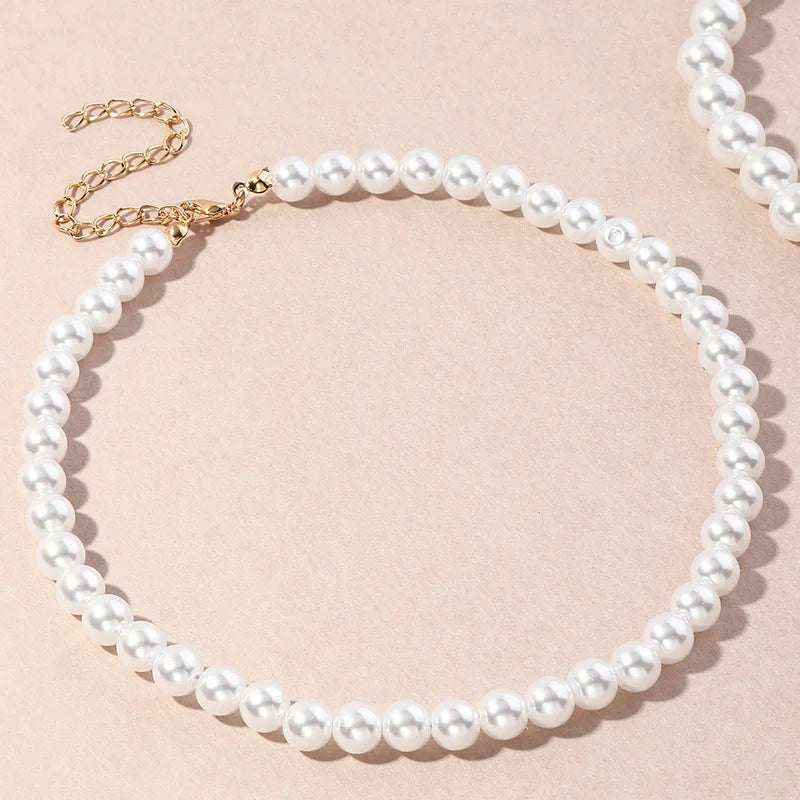 TRENDZ Vintage Style Simple 6MM Pearl Chain