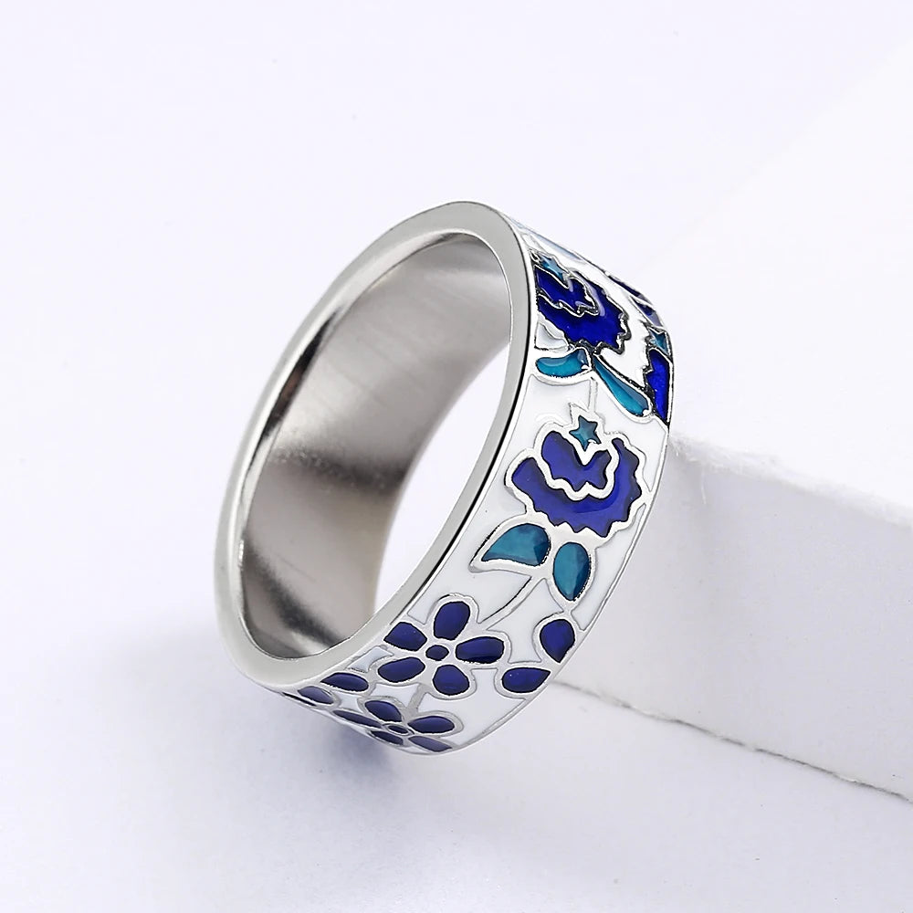 TRENDZ Enamel Flower Ring