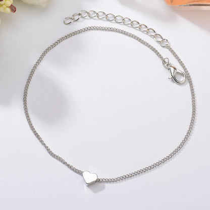 TRENDZ Simple Style Heart Gold and Silver Color Plated Anklet