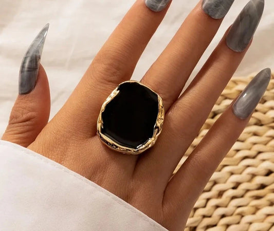 TRENDZ Bohemian Black Stone Ring