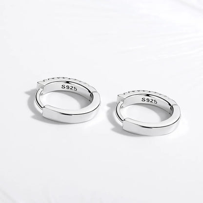 TRENDZ 925 Sterling Silver White Gold Hoop Earrings