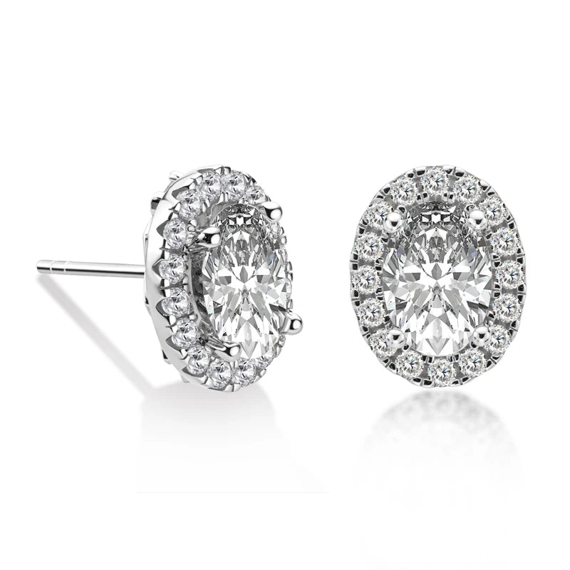 TRENDZ Moissanite 3 Ct White Gold Plated Earrings