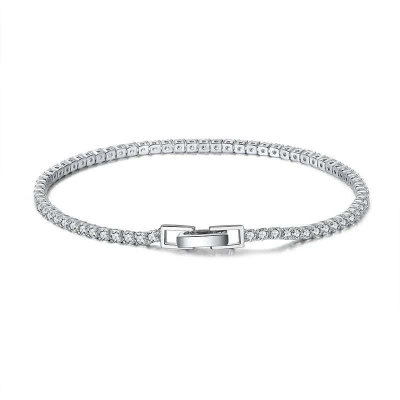 TRENDZ Luxury Real 925 Sterling Silver Tennis Bracelet