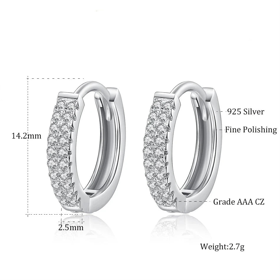 TRENDZ 925 Sterling Silver White Gold Hoop Earrings