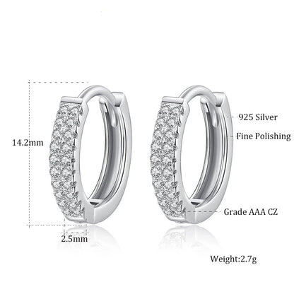 TRENDZ 925 Sterling Silver White Gold Hoop Earrings