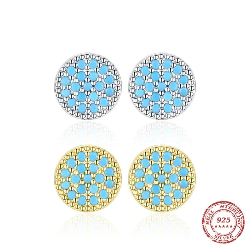 TRENDZ Turquoise Ear Studs 925 Sterling Silver