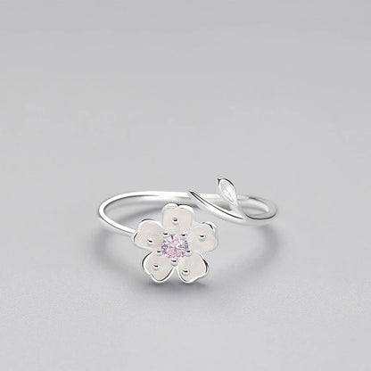 TRENDZ Real 925 Sterling Silver Zircon Enamel Flower