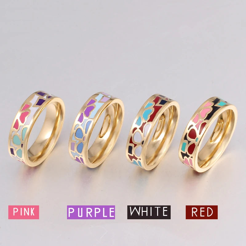 TRENDZ Gold-Color Enamel Ring