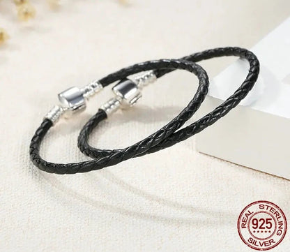 TRENDZ 925 Sterling Silver Genuine Leather Bracelet