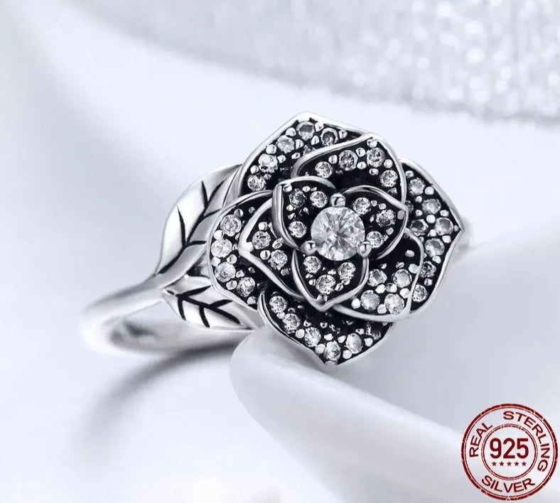 TRENDZ 925 Sterling Silver Rose Rings