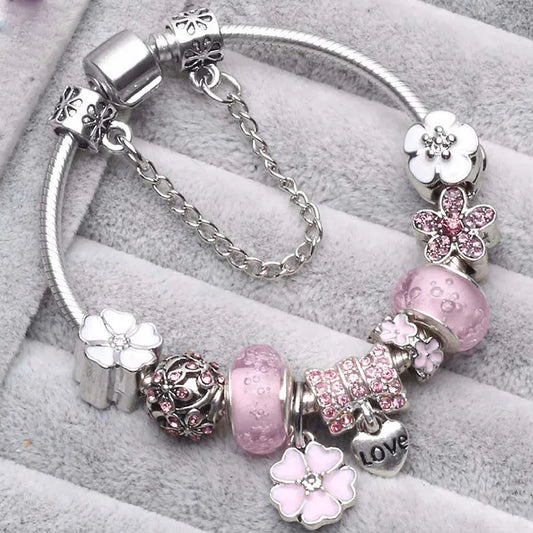 TRENDZ Vintage Silver Color Charms Bracelets