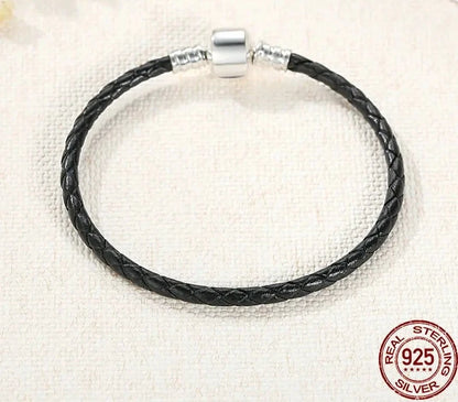 TRENDZ 925 Sterling Silver Genuine Leather Bracelet