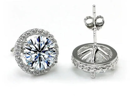 TRENDZ 2 Carat Round Cut Stud Earrings