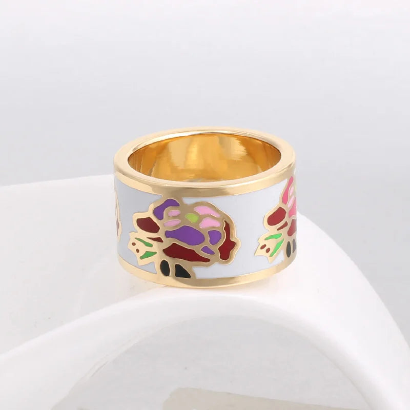 TRENDZ Enamel Flowers Rings