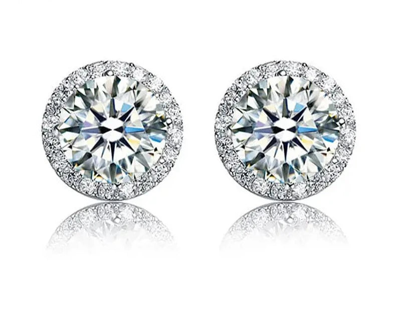 TRENDZ 2 Carat Round Cut Stud Earrings