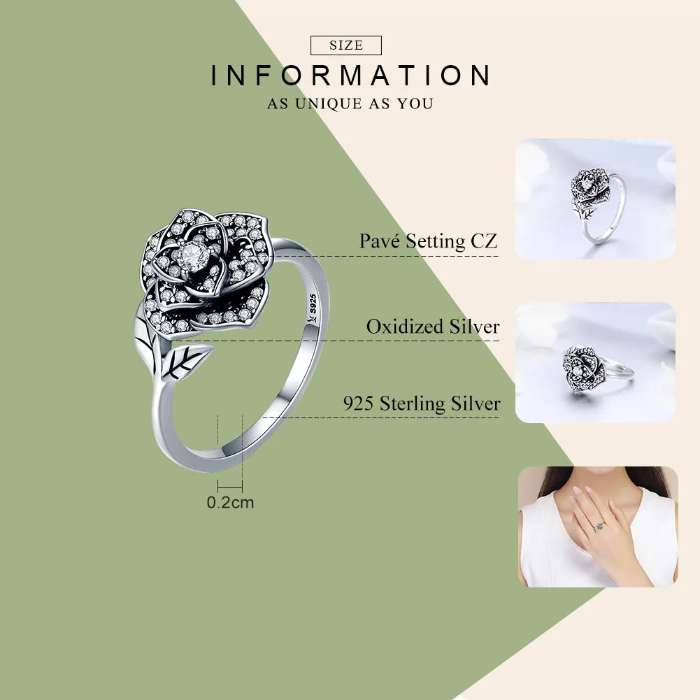 TRENDZ 925 Sterling Silver Rose Rings