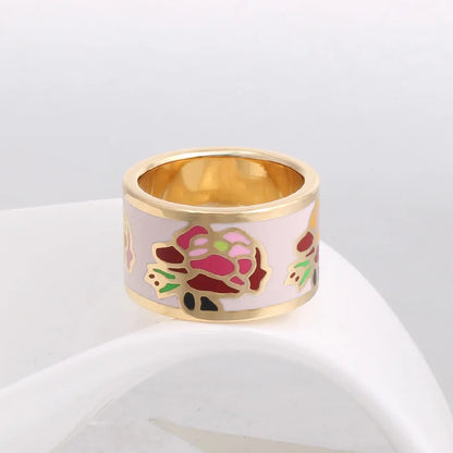 TRENDZ Enamel Flowers Rings