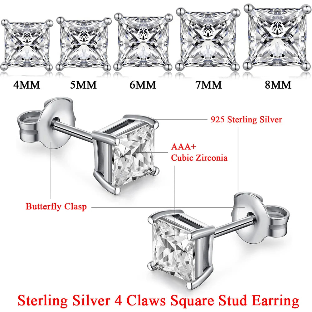 TRENDZ 925 Sterling Crystal Stud Earrings