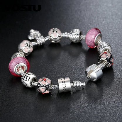 TRENDZ Silver Plated Flower Beads Bracelet